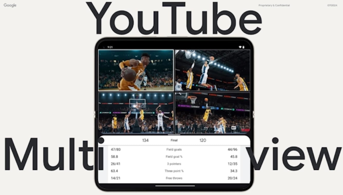 Multiview in the YouTube TV app on the Pixel 9 Pro Fold. Source: Google.