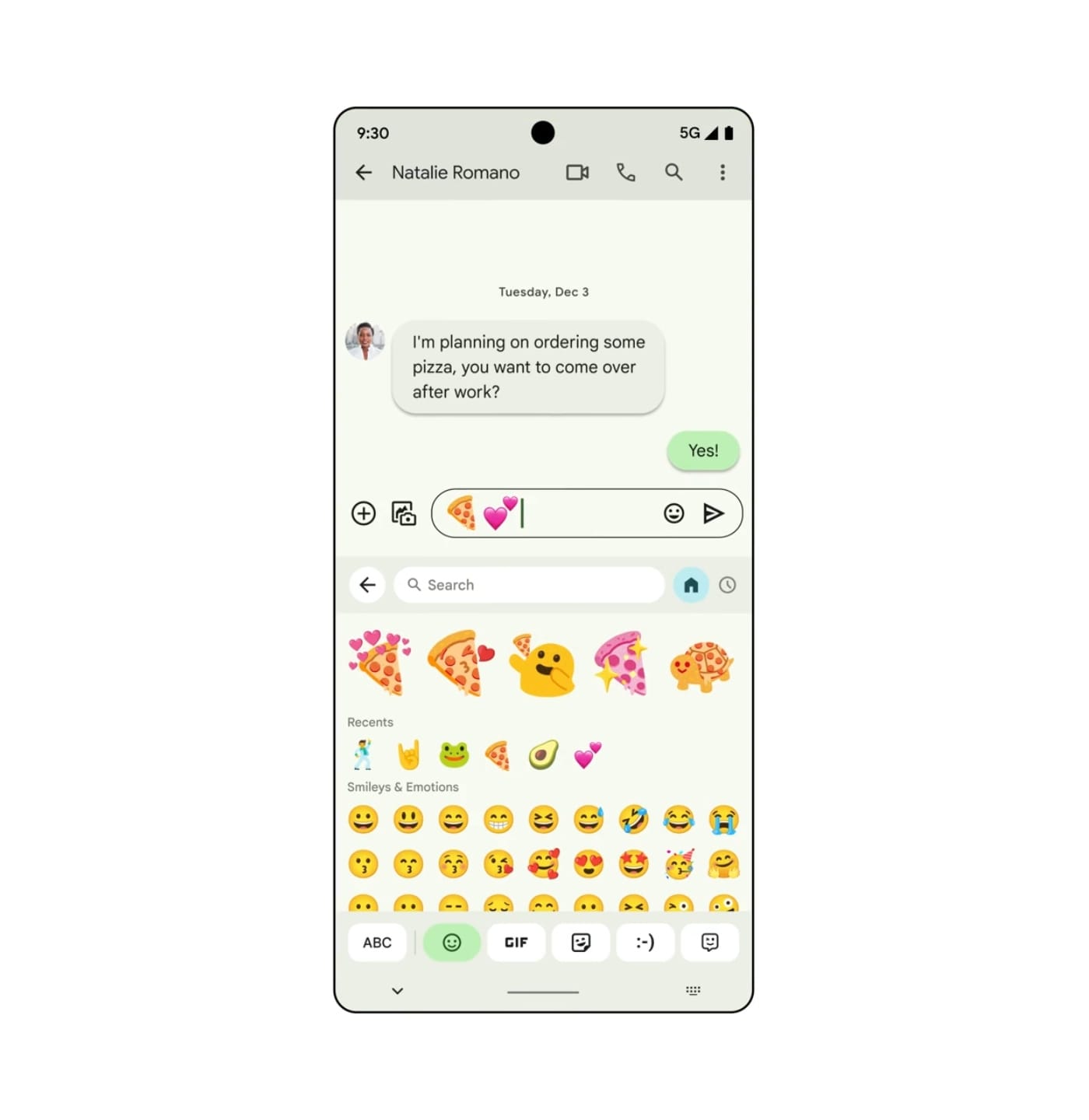 New pizza-themed sticker combinations in Gboard