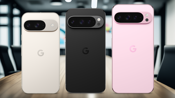 Left to right: Google Pixel 9 (Porcelain), Google Pixel 9 Pro (Obsidian), Google Pixel 9 Pro XL (Rose Quartz)