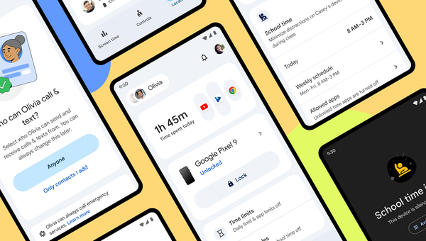 New Family Link design and School Time controls on Android. Source: Google.